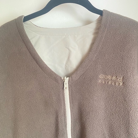 Gramicci Reversible Fleece Cardigan Jacket Taupe - Picture 12 of 16
